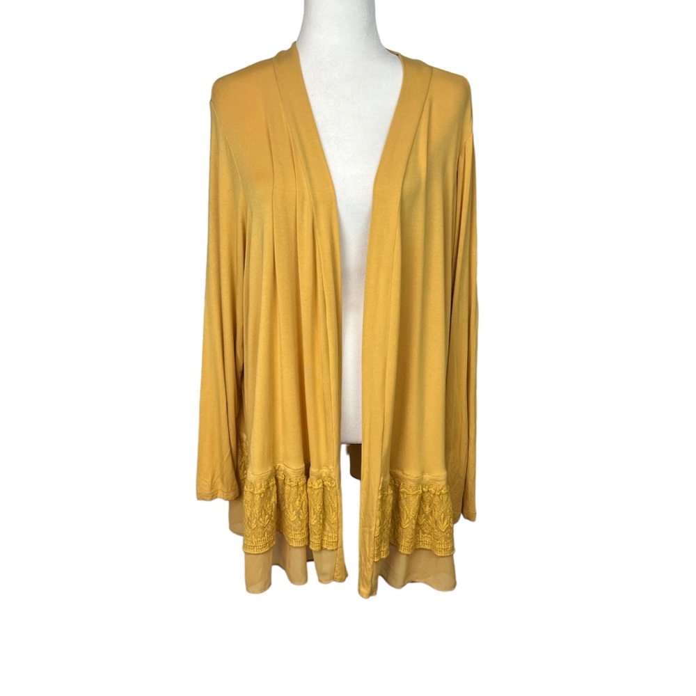 LOGO  Lori Goldstein Cardigan Embroidered Lace Kimono Duster Size 2X Plus